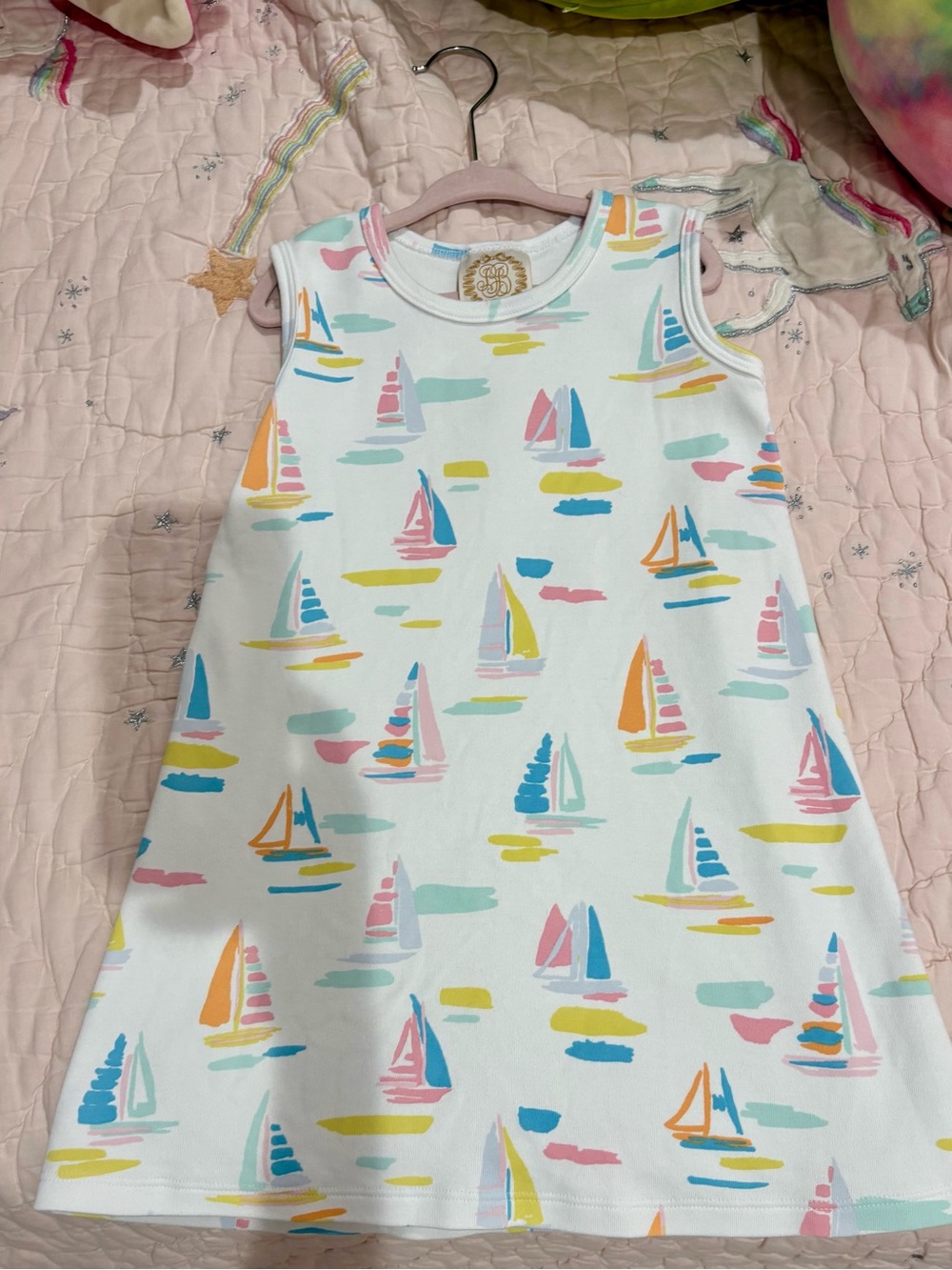 Sailboat Print Girls' Tank Dress